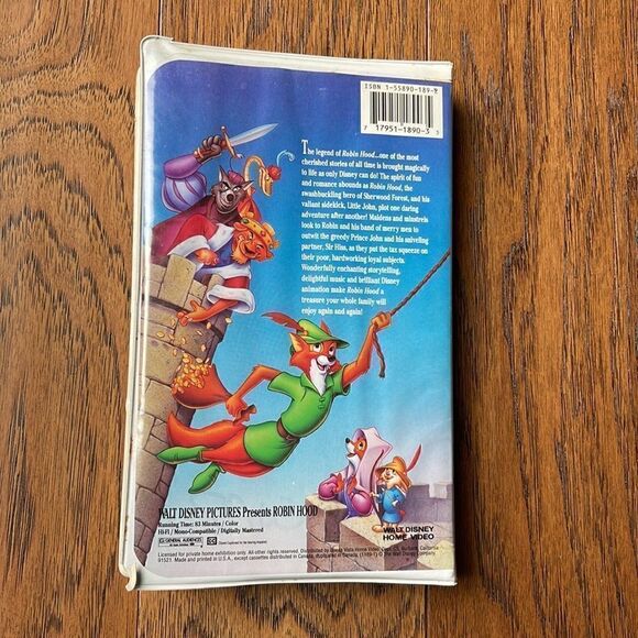 🔥Host Pick🔥 Black diamond Disney Classic Robin Hood VHS Tape. - Picture 3 of 6